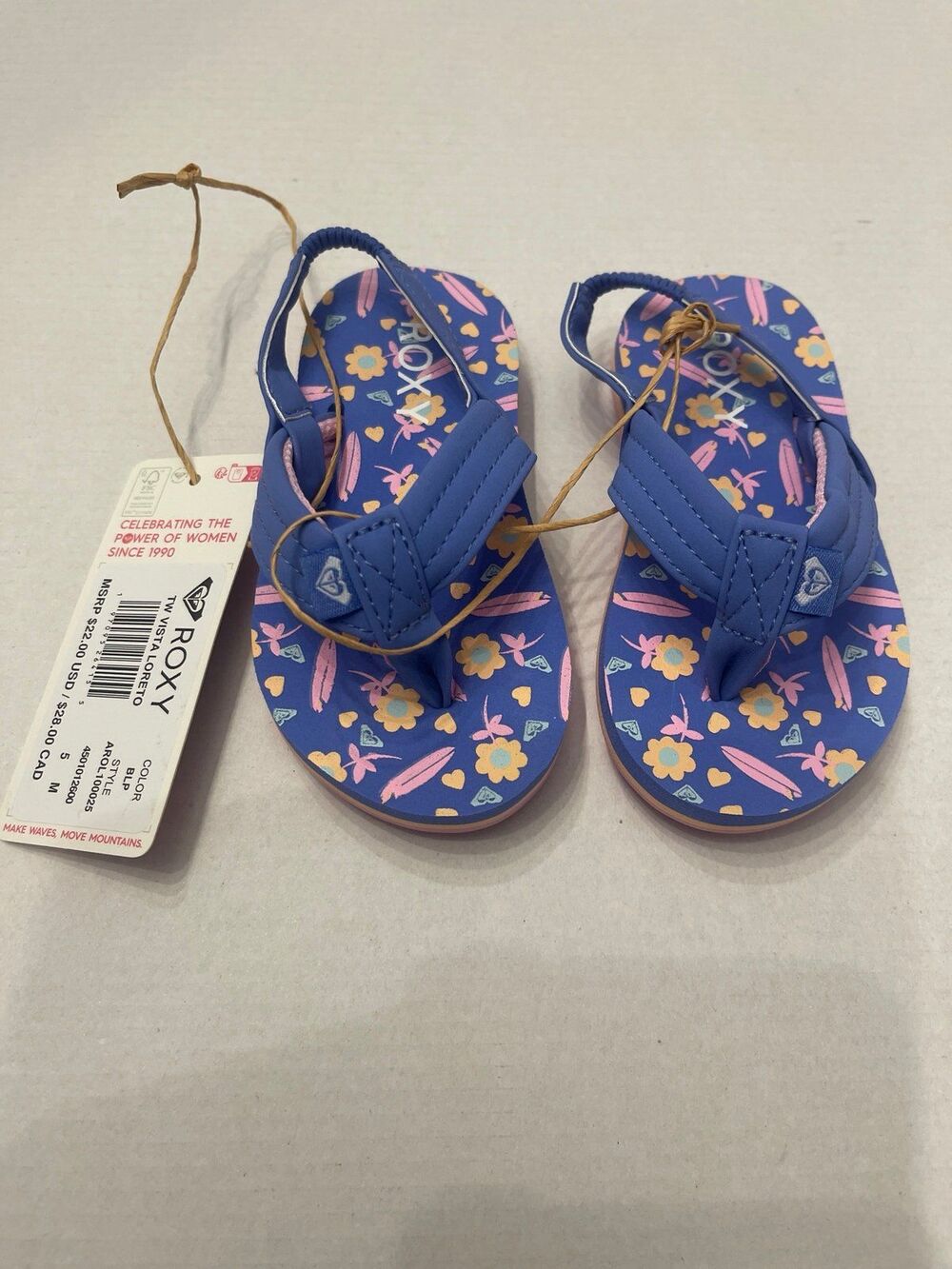 Roxy Kids Vista Loreto Little Girls Shoes Size 5 Pink/Blue New With Tags